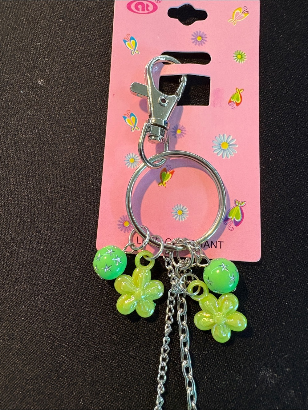 Green Floral Dangle Keychain - Bag Charm - Picture 2 of 2
